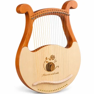 Liras arfa ar 19 stīgām, mūzikas instruments, liras tipa arfa, mazā arfa