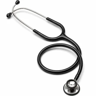 Stetoskops ar dubulto galviņu, medicīnisks stetoskops ar akustisko caurulīti, medicīniskais fonendoskops, ārsta stetoskops