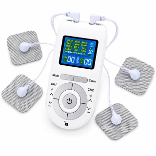 TENS muskuļu stimulators ar diviem kanāliem, EMS nervu masieris, muskuļu stimulēšanas ierīce, elektrostimulators sāpju mazināšanai, elektroterapijas aparāts