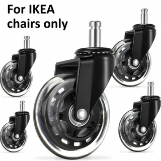 Biroja krēsla ritenīši gumijas, tikai IKEA krēsliem paredzēti gumijas ritenīši, caurspīdīgi gumijas riteņi krēsliem, krēslu riteņi, biroja krēsla ritentiņi