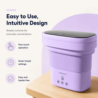 Mini veļas mašīna 3 L, kompakta, salokāma, ar zilu antibakteriālo gaismu, violeta, pārnēsājamā veļas mazgājamā ierīce, ceļojumu veļas mazgāšanas mašīna 3