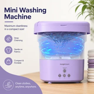 Mini veļas mašīna 3 L, kompakta, salokāma, ar zilu antibakteriālo gaismu, violeta, pārnēsājamā veļas mazgājamā ierīce, ceļojumu veļas mazgāšanas mašīna 2
