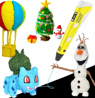 3D pildspalva FantasyHome ar 10 metriem plastmasas, dzeltena, 3D zīmēšanas pildspalva, 3D zīmēšanas zīmulis 2