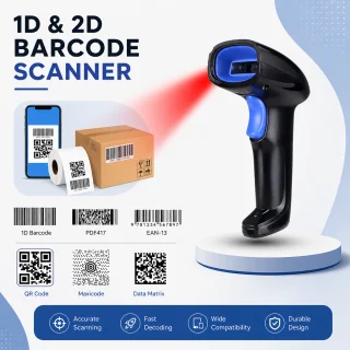 Bezvadu 1D/2D svītrkodu skeneris ar 2G un Bluetooth, rokas svītrkodu lasītājs, portatīvs svītrkodu skeneris 2