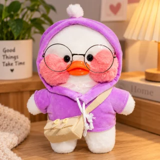 Lalafanfan pīle mīkstā rotaļlieta, plīša pīle ar violetu džemperi, 32 cm, pīles formas mantiņa, mīkstā plīša pīle 4