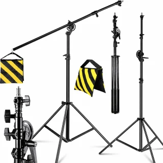 Gaismas un kameras statīvs 123‑380 cm, griestu filmēšanai un lampai, trijkāju statīvs, studijas apgaismojuma statīvs