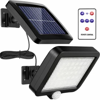 Saules LED kustības sensors prožektors ar saules bateriju, 56 LED drošības lampa, saules kustības detektora lampa