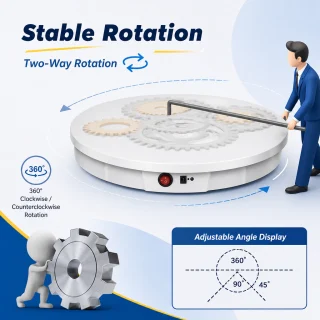 Rotējošais displeja stends 60 cm, smagās slodzes modelis līdz 100 kg, klusa un vienmērīga darbība, regulējams rotācijas ātrums, rotējošā prezentācijas platforma, elektriskais rotējošais paliktnis 3