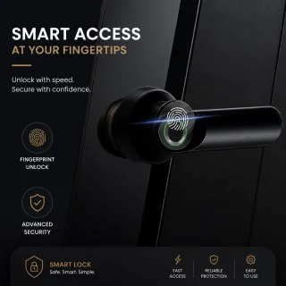 Viedā durvju slēdzene ar rokturi, NFC kartes lasītāju, paroles ievadi un pirkstu nospiedumu skeneri, piemērota viesnīcām, elektroniskā durvju slēdzene, viedais durvju rokturis 3