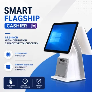 Pašapkalpošanās kiosks ar diviem ekrāniem, POS terminālis ar dubulto ekrānu, 15,6 collu displejs, pašapkalpošanās POS kiosks, divekrānu kases terminālis 3