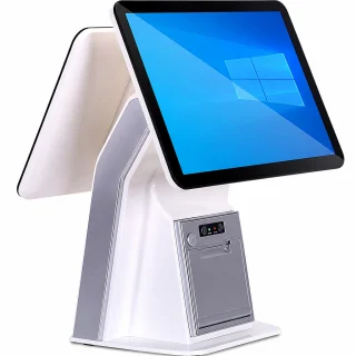 Pašapkalpošanās kiosks ar diviem ekrāniem, POS terminālis ar dubulto ekrānu, 15,6 collu displejs, pašapkalpošanās POS kiosks, divekrānu kases terminālis