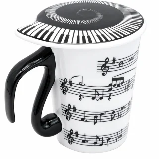 Krūze ar muzikālo nošu apdruku, 270 ml, keramikas kafijas krūze, tējas tasīte, kafijas tasīte