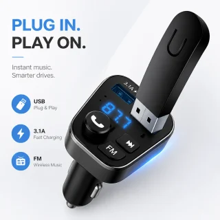 Bluetooth 5.0 auto FM raidītājs, FM modulators, melns auto Bluetooth FM adapteris, automašīnas Bluetooth FM pārraidītājs 3