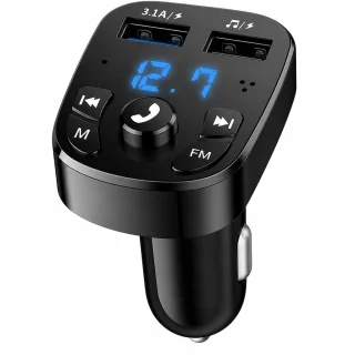 Bluetooth 5.0 auto FM raidītājs, FM modulators, melns auto Bluetooth FM adapteris, automašīnas Bluetooth FM pārraidītājs