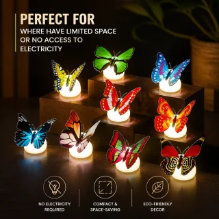 3D LED tauriņu sienas uzlīmes, 20 gab., krāsaini tauriņu dekori ar apgaismojumu, tauriņu gaismas uzlīmes 4