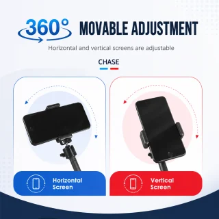Viedtālruņa statīvs filmēšanai no augšas, 360° regulējams virsgalda telefona tripods, statīvs uzņemšanai no augšas, mobilā telefona turētājs uz statīva 5
