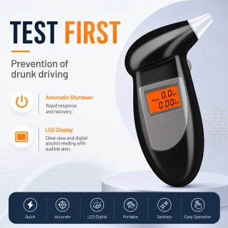 Alkohola testeris ar elpas analīzi, digitāls alkotesteris, elpas spirta mērītājs 5