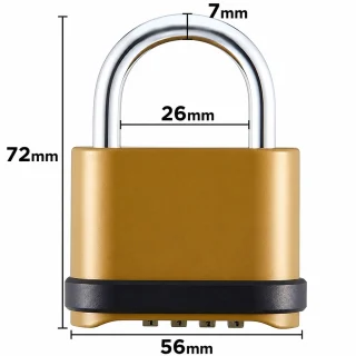 Kombinācijas piekaramā atslēga, metāla, ar paroli, 56 mm, kombinācijas slēdzene, ciparu piekaramā atslēga