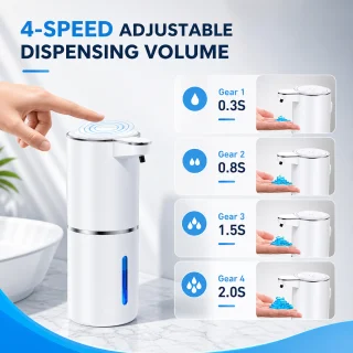 Automātiskais ziepju dozators 380 ml ar infrasarkano sensoru, bezkontakta ziepju dozators, kustības sensora ziepju dozators 3