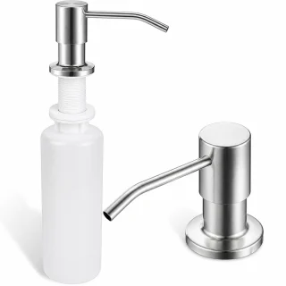 Iebūvējamais šķidrās ziepes dozators, 500 ml, sudraba krāsā, iebūvējams izlietnē, iebūvējams ziepju dozators, virtuves izlietnes ziepju dozators