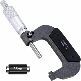 Mehāniskais mikrometrs 25–50 mm ar augstu precizitāti un karbīda mērgalvu, ārējais mērīšanas instruments ar atslēgu un stieni, precīzijas mikrometrs, ārējais mehāniskais mikrometrs