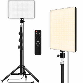 LED studijas gaisma 50W ar 720 LED paneļiem, regulējams trijkājis, tālvadības pults, 2500K–7500K krāsu temperatūras un spilgtuma regulēšana foto un video uzņemšanai, LED apgaismojums fotografēšanai, video studijas lampu komplekts