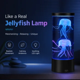 Medūzu LED naktslampa ar USB, akvārija lampa ar peldējošu simulētu medūzu efektu, dekoratīvā gaismas akvārija lampa, medūzu akvārija nakts gaisma 3