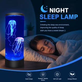 Medūzu LED naktslampa ar USB, akvārija lampa ar peldējošu simulētu medūzu efektu, dekoratīvā gaismas akvārija lampa, medūzu akvārija nakts gaisma 4