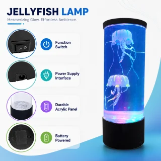 Medūzu LED naktslampa ar USB, akvārija lampa ar peldējošu simulētu medūzu efektu, dekoratīvā gaismas akvārija lampa, medūzu akvārija nakts gaisma 5