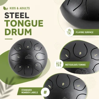Tērauda mēļu bungas instruments 25 cm, zaļš, perkusijas tērauda mēļu drums, tērauda mēļu melodiskā bungu bungas 2
