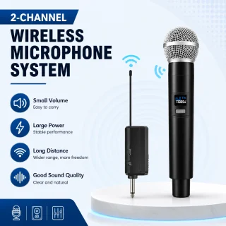 Bezvadu karaoke mikrofonu komplekts ar uztvērēju, 2 gab., bezvadu karaoke mikrofoni ar uztvērēju, karaoke mikrofons komplekts 2