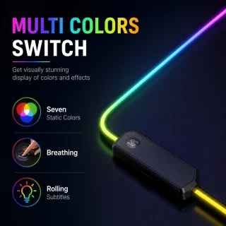 RGB peles paliktnis 80x30 cm ar LED apgaismojumu, spēļu peles paklājiņš, RGB gaming paliktnis 2