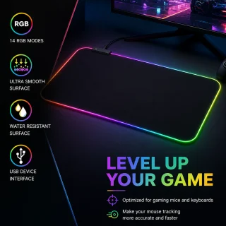 RGB peles paliktnis 80x30 cm ar LED apgaismojumu, spēļu peles paklājiņš, RGB gaming paliktnis 3
