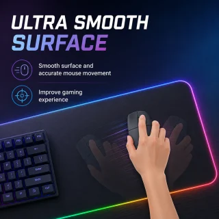 RGB peles paliktnis 80x30 cm ar LED apgaismojumu, spēļu peles paklājiņš, RGB gaming paliktnis 4