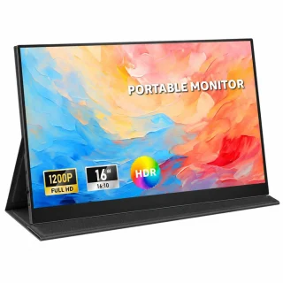 Portatīvais monitors IPS, 16 collu pārnēsājamais displejs, 1920x1200 izšķirtspēja, pārnēsājamais datorkrāns, ārējais portatīvais ekrāns
