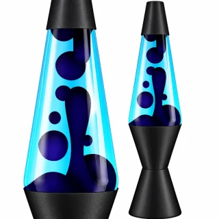 Lavas lampa ar melniem burbuļiem un zilu šķidrumu, 360 mm, elektriska lava lampa ar zilu šķidrumu, dekoratīvā lavas lampa, lavalampa