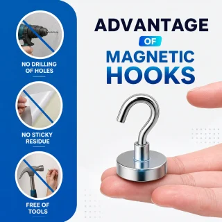 Neodīma āķa magnēti 32 mm, komplekts 5 gab., magnēti ar āķi, neodīma pakaramo magnēti 4