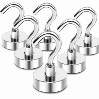 Neodīma āķa magnēti 32 mm, komplekts 5 gab., magnēti ar āķi, neodīma pakaramo magnēti