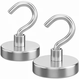 Neodīma magnēts ar āķi 42 mm, komplekts 2 gab., magnētiskie āķi, magnētiskie piekaramie āķi