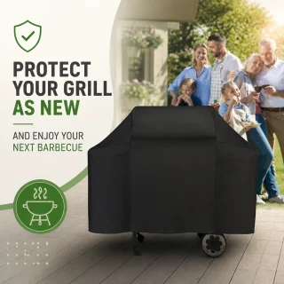 Grila pārvalks 145x61x117 cm, aizsargpārsegs grilam un āra virtuves grilam, BBQ pārsegs 5