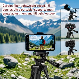 Fotoaparato trikojis 165 cm, reguliuojamas stovas su 3D panoraminiu ir pasvirimo galvute, kameros stovas, telefono trikojis 4