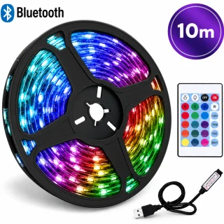 RGB LED juosta su USB jungtimi ir „Bluetooth“, 10 m, LED šviesos juostelė, LED apšvietimo juosta 1